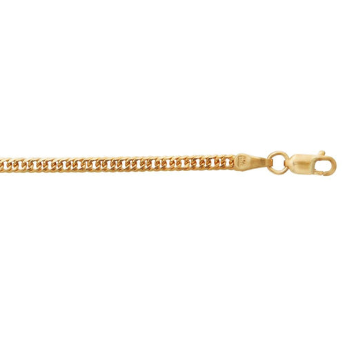 9kt Yellow Gold Diamond Cut Curb Chain Necklace 45cm