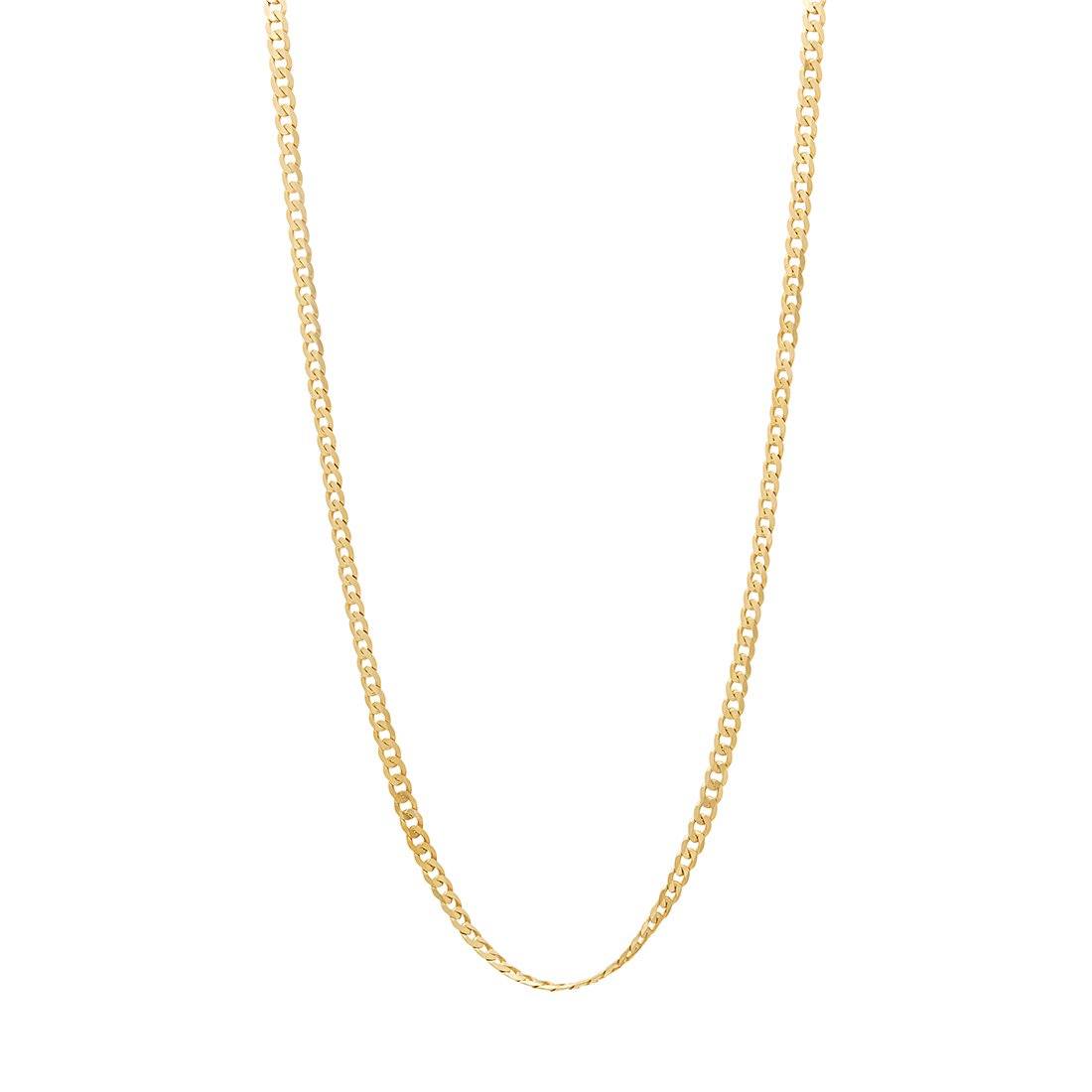9kt Yellow Gold Diamond Cut Curb Chain Necklace 46cm