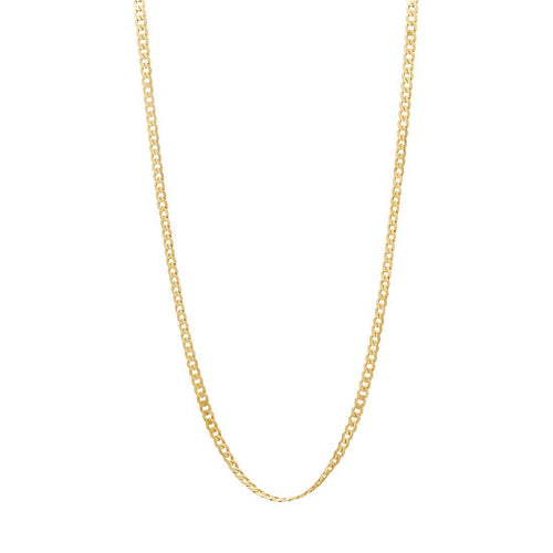 9kt Yellow Gold Diamond Cut Curb Chain Necklace 46cm