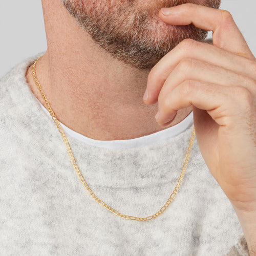 60cm Diamond Cut Figaro Chain in 9kt Yellow Gold
