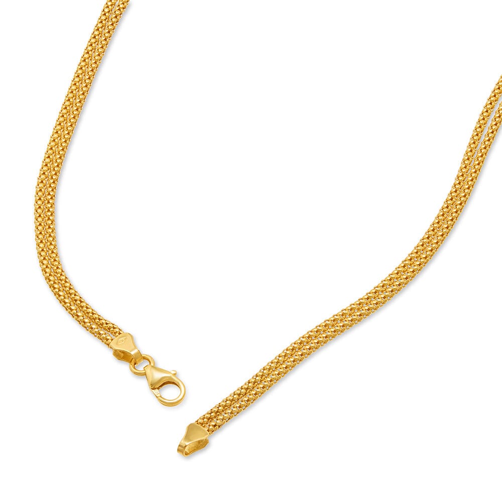 Popcorn Multirow Chain Necklace 45cm in 9kt Yellow Gold