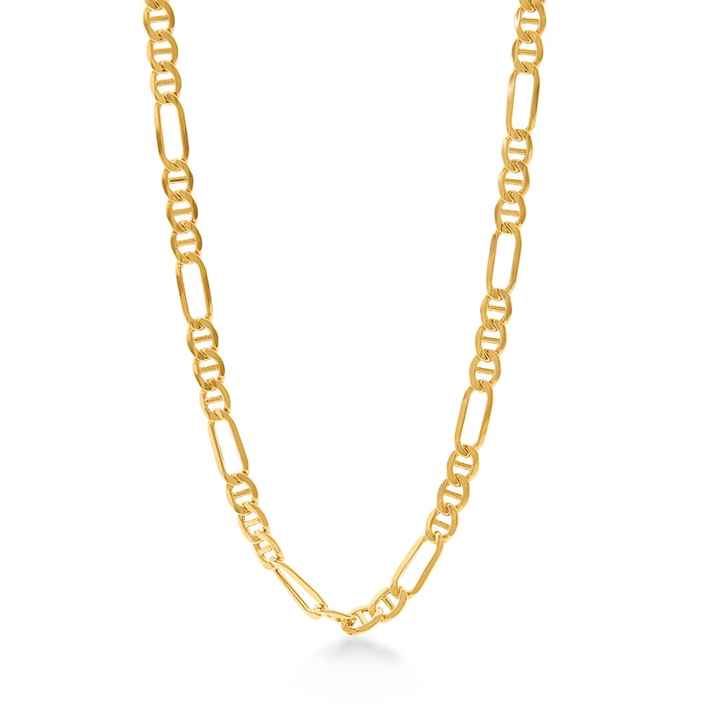 Mariner Figaro Chain Necklace 45cm in 9kt Yellow Gold