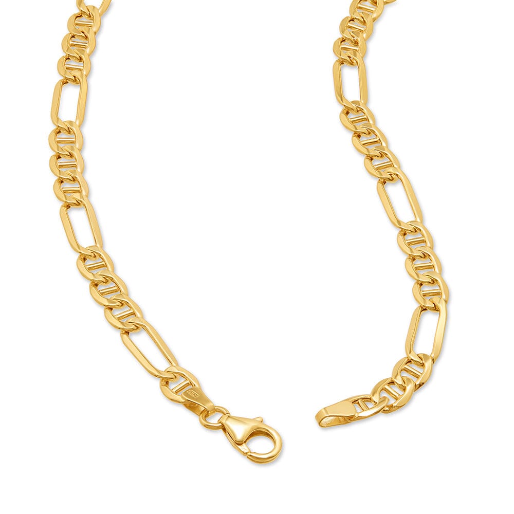 Mariner Figaro Chain Necklace 45cm in 9kt Yellow Gold