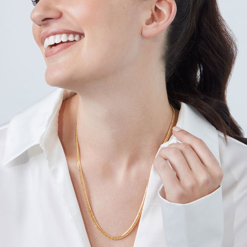 9kt Yellow Gold Diamond Cut Curb Chain Necklace 55cm