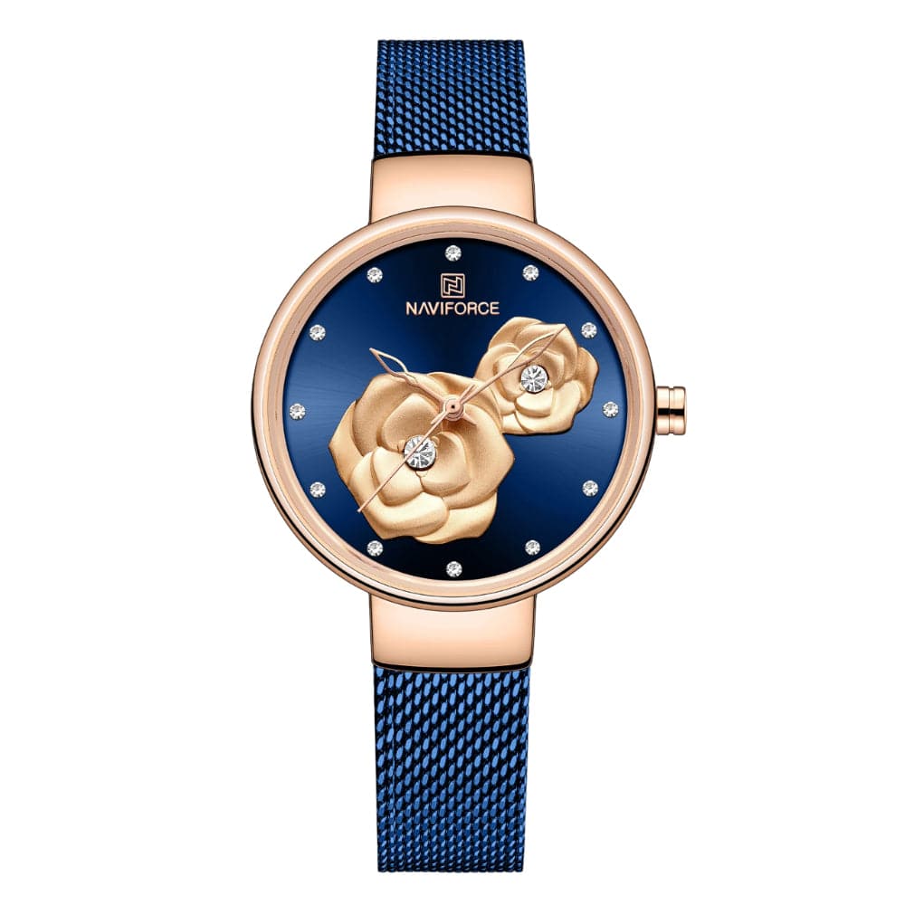 Naviforce Blue Dial Milanese Strap Women Watch NF5013 RG/BE/BE