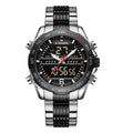 Naviforce Digital Black Dial Silver Stainless Steel Strap Men Watch NF9195S S/B/B