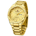 Naviforce Analog Gold Dial Stainless Steel Strap Men Watch NF9218 G/G