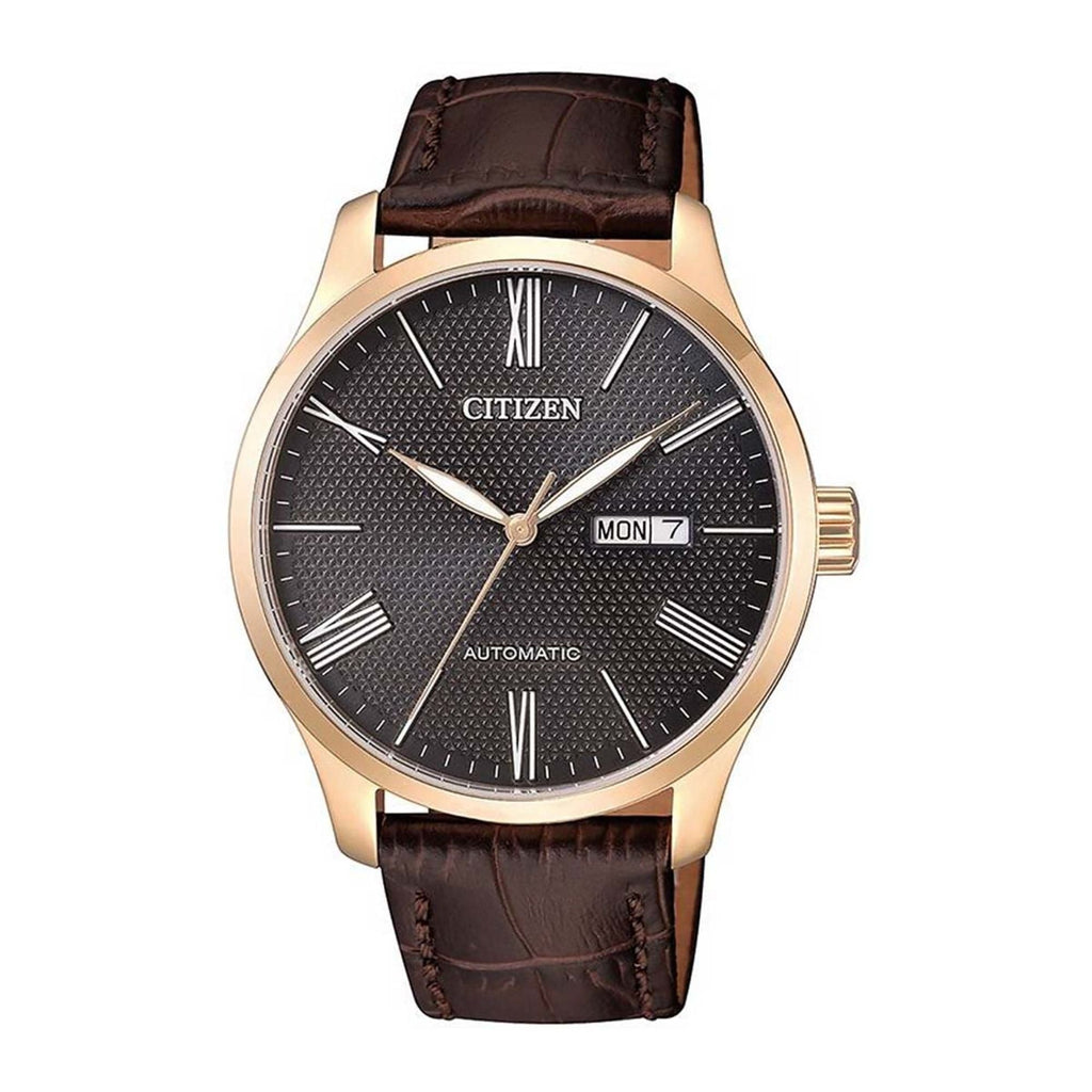 CITIZEN NH8353-00H BLACK DIAL BROWN LEATHER STRAP MEN'S WATCH