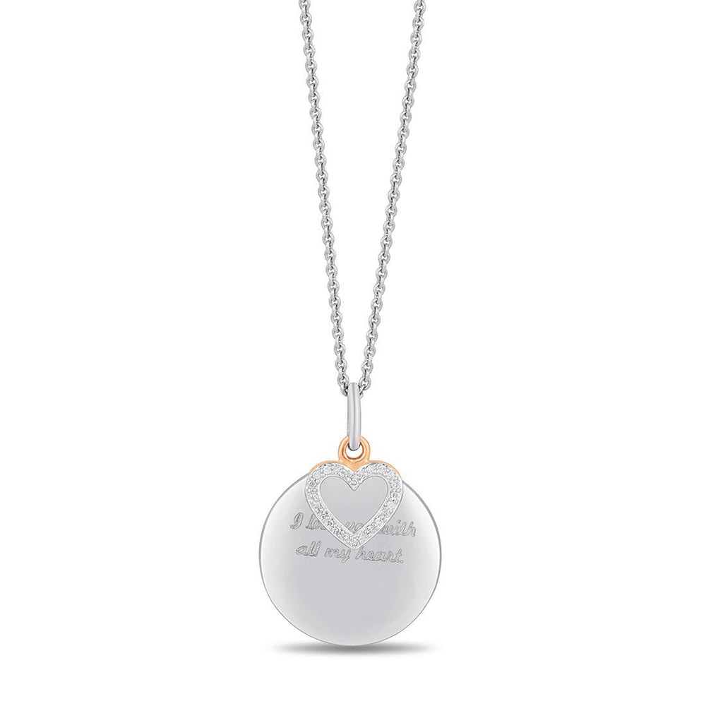 Heart and Disc Necklace with 0.05tw of Diamonds in Sterling Silver
