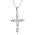 45cm Diamond Set Cross Necklace in Sterling Silver