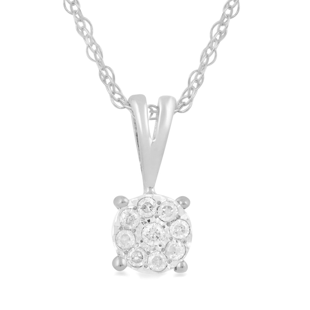 45cm Solitaire Look Necklace Diamond Set in 9kt of White Gold