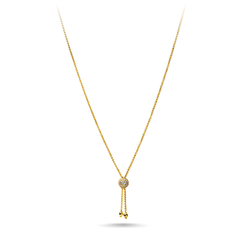 9kt Bonded Gold Tassle Necklace with Cubic Zirconia 50cm