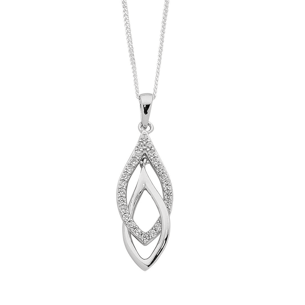 45cm Sterling Silver Interlocked Drop Necklace
