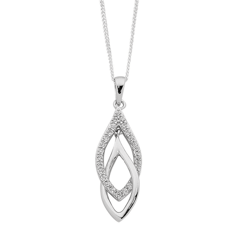 45cm Sterling Silver Interlocked Drop Necklace