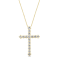 45cm Cross Necklace with 0.50tw of Laboratory-Grown Diamonds in 9kt Yellow Gold