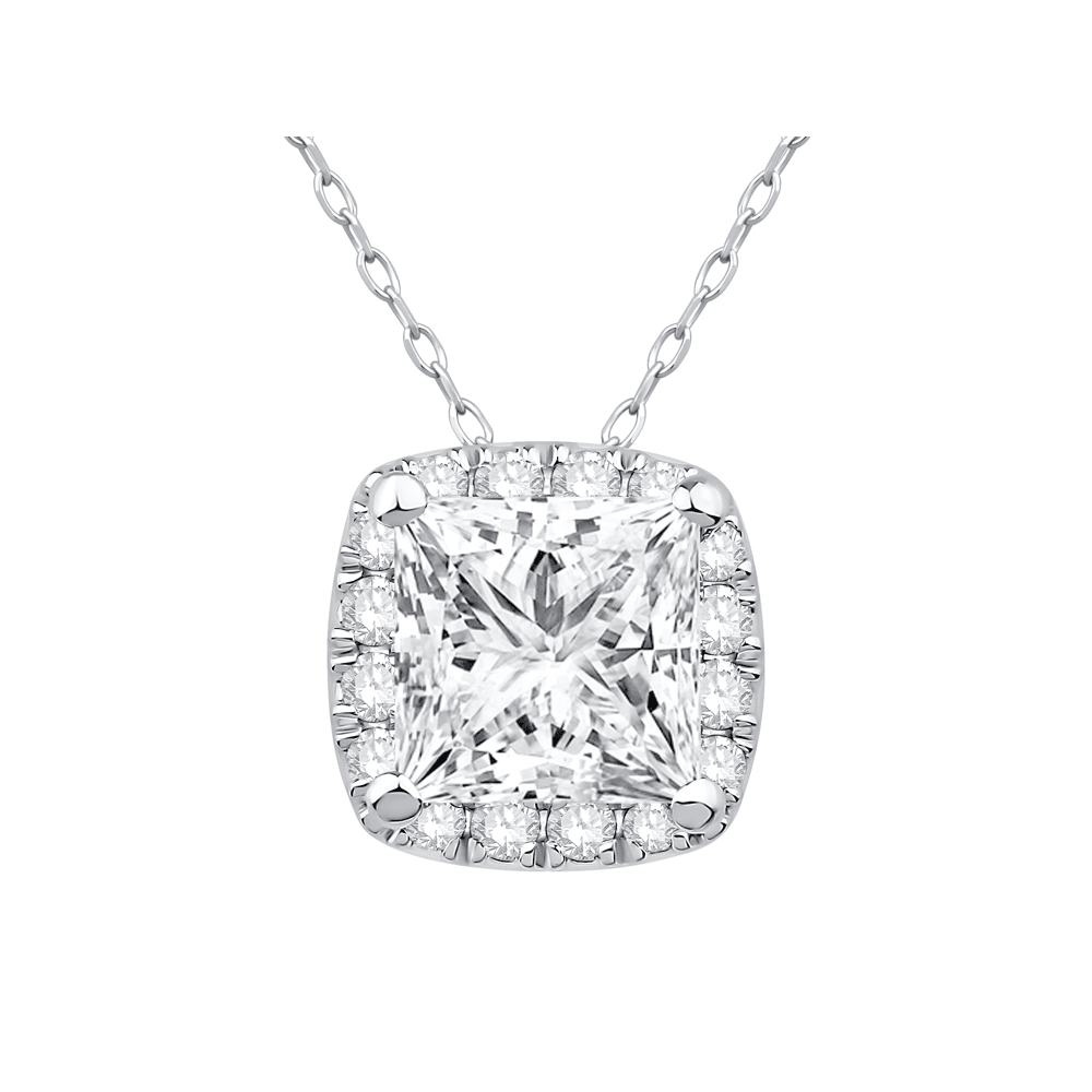 45cm Hidden Halo Necklace with 1.10tw of Laboratory-Grown Diamonds in 9kt White Gold