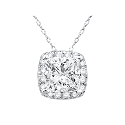 45cm Hidden Halo Necklace with 1.10tw of Laboratory-Grown Diamonds in 9kt White Gold