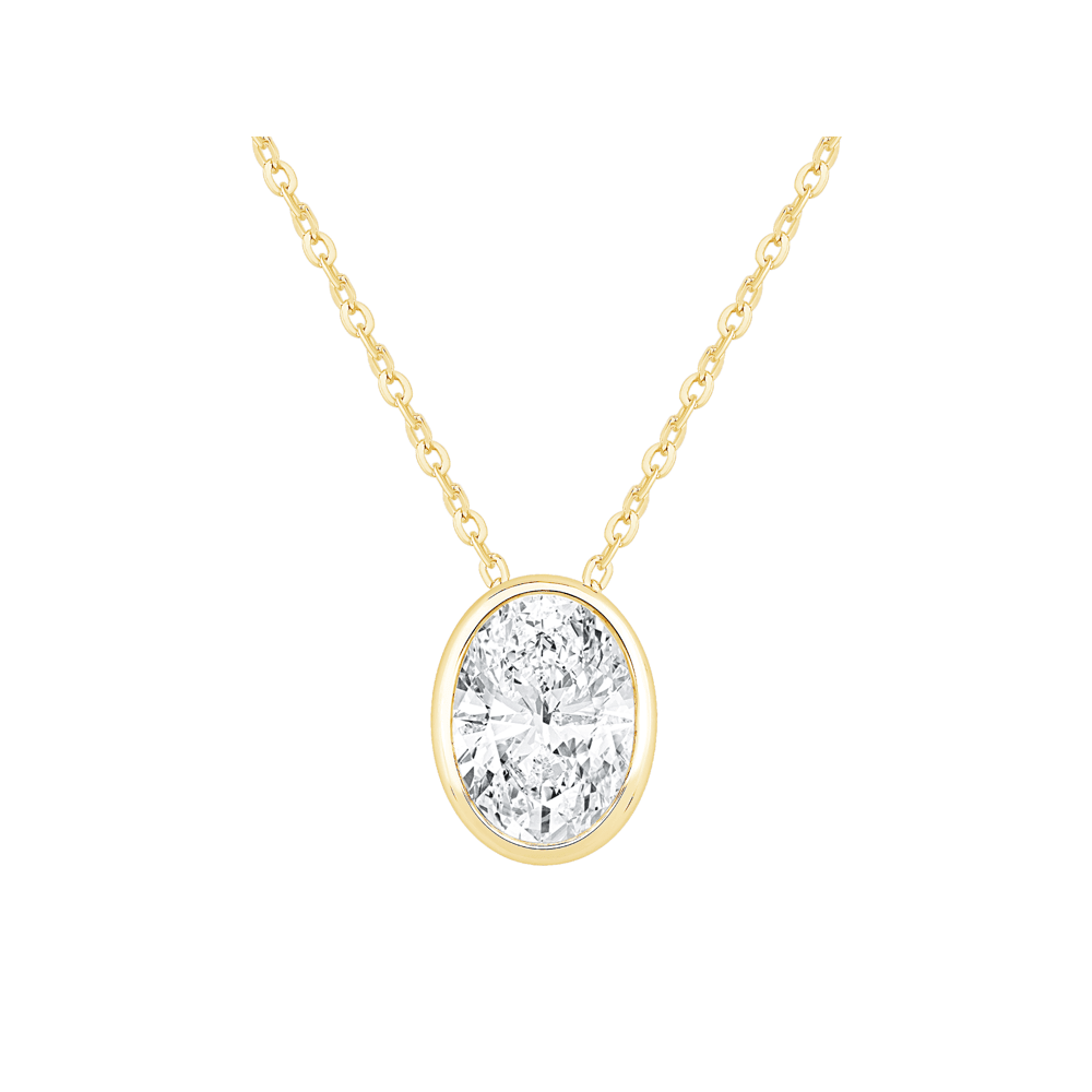 45cm Oval Cut Solitaire Necklace with 0.50ct of Laboratory-Grown Diamonds in 9kt Yellow Gold