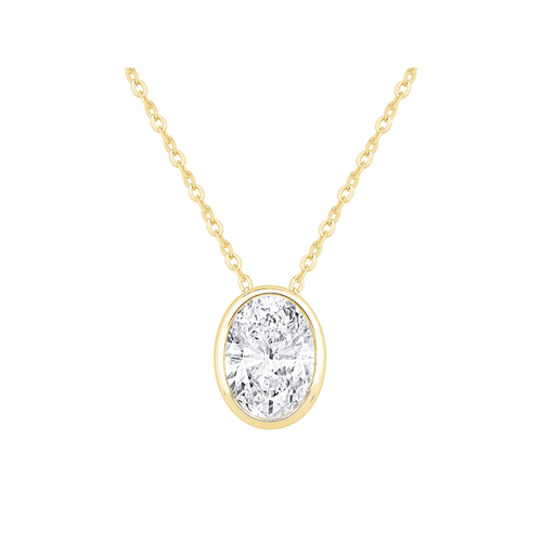 45cm Oval Cut Solitaire Necklace with 0.50ct of Laboratory-Grown Diamonds in 9kt Yellow Gold