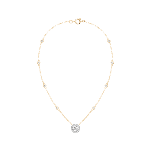 45cm Halo Station Necklace with 1.00tw of Laboratory-Grown Diamonds in  9kt Yellow Gold