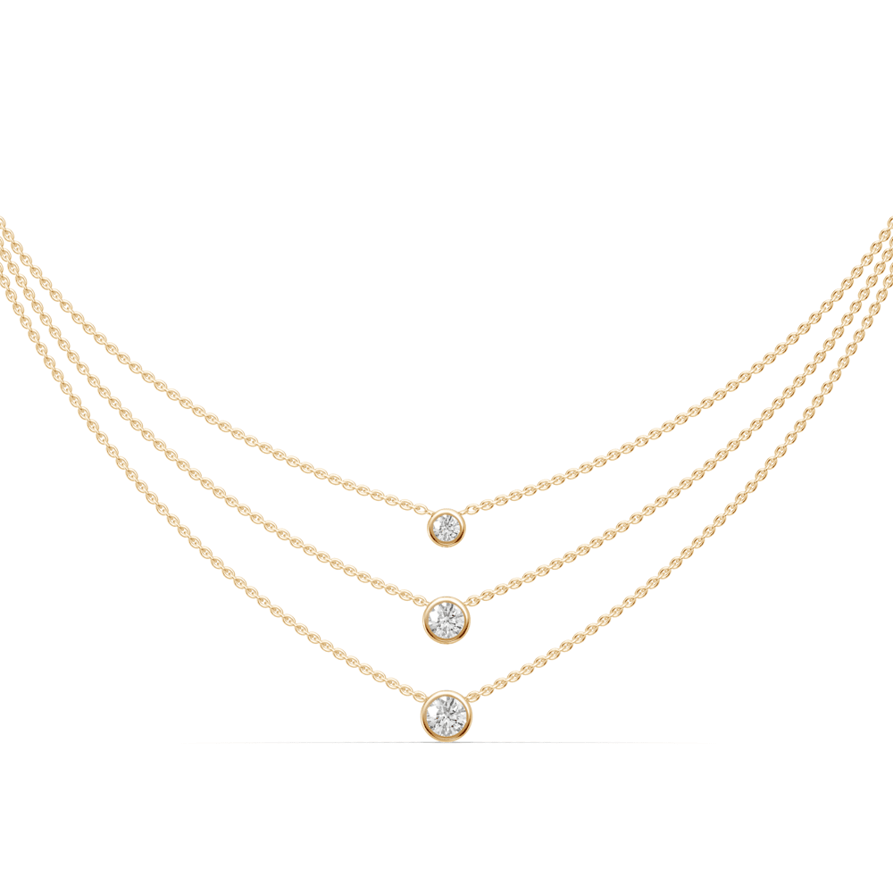 45cm 3 Layer Bezel Necklace with 1.00tw of Laboratory-Grown Diamonds in 9kt Yellow Gold