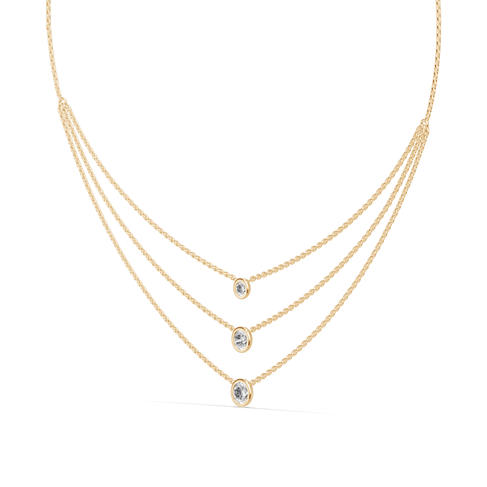 45cm 3 Layer Bezel Necklace with 1.00tw of Laboratory-Grown Diamonds in 9kt Yellow Gold