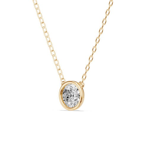 45cm Bezel Necklace with 0.80ct of Laboratory-Grown Diamonds in 9kt Yellow Gold