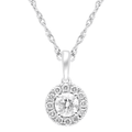 45cm Halo Solitaire Pendant Necklace with 0.25tw of Laboratory-Grown Diamonds in Sterling Silver and Platinum