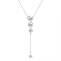 45cm Bezel Set Lariat Necklace with 1.00tw of Laboratory-Grown Diamonds in Sterling Silver and Platinum