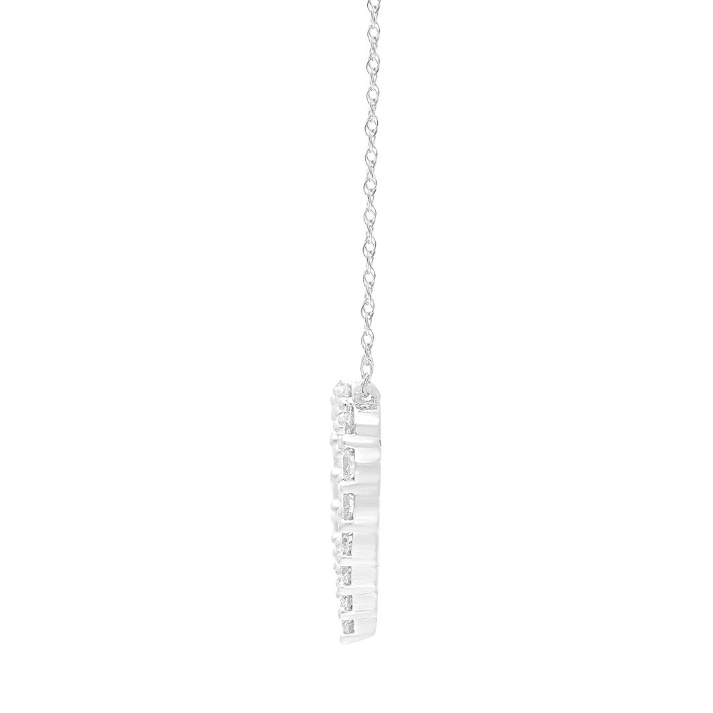 45cm Heart Shaped Pendant Necklace with 1.00tw of Laboratory-Grown Diamonds in Sterling Silver and Platinum