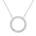 45cm Circle Pendant Necklace with 0.50tw of Laboratory-Grown Diamonds in Sterling Silver and Platinum