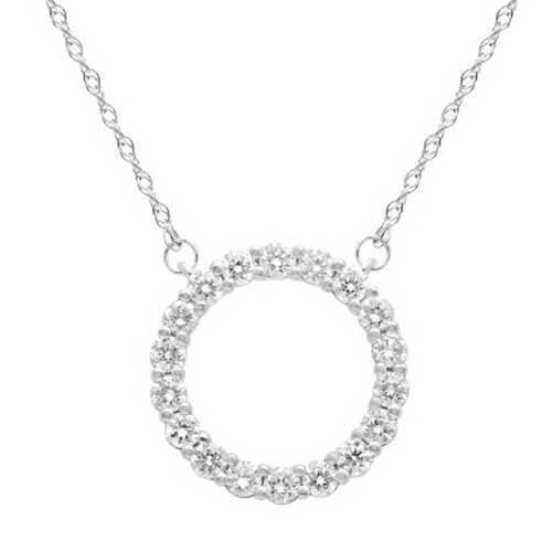 45cm Circle Pendant Necklace with 0.50tw of Laboratory-Grown Diamonds in Sterling Silver and Platinum