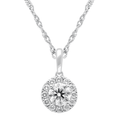 45cm Solitaire Halo Necklace with 1.00tw of Laboratory-Grown Diamonds in Sterling Silver and Platinum
