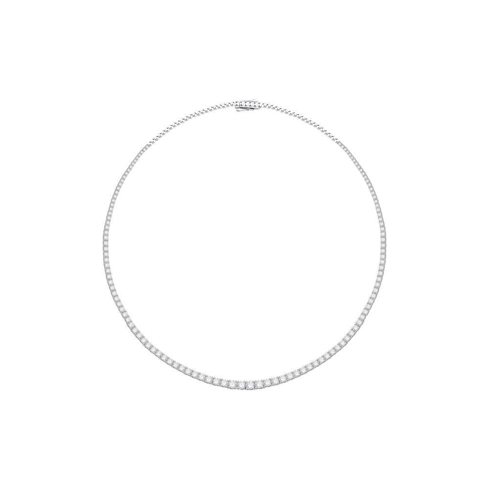 43cm Graduated Tennis Necklace with 8.00tw of Laboratory-Grown Diamonds in Sterling Silver and Platinum