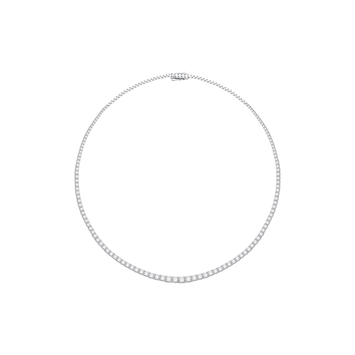43cm Graduated Tennis Necklace with 8.00tw of Laboratory-Grown Diamonds in Sterling Silver and Platinum