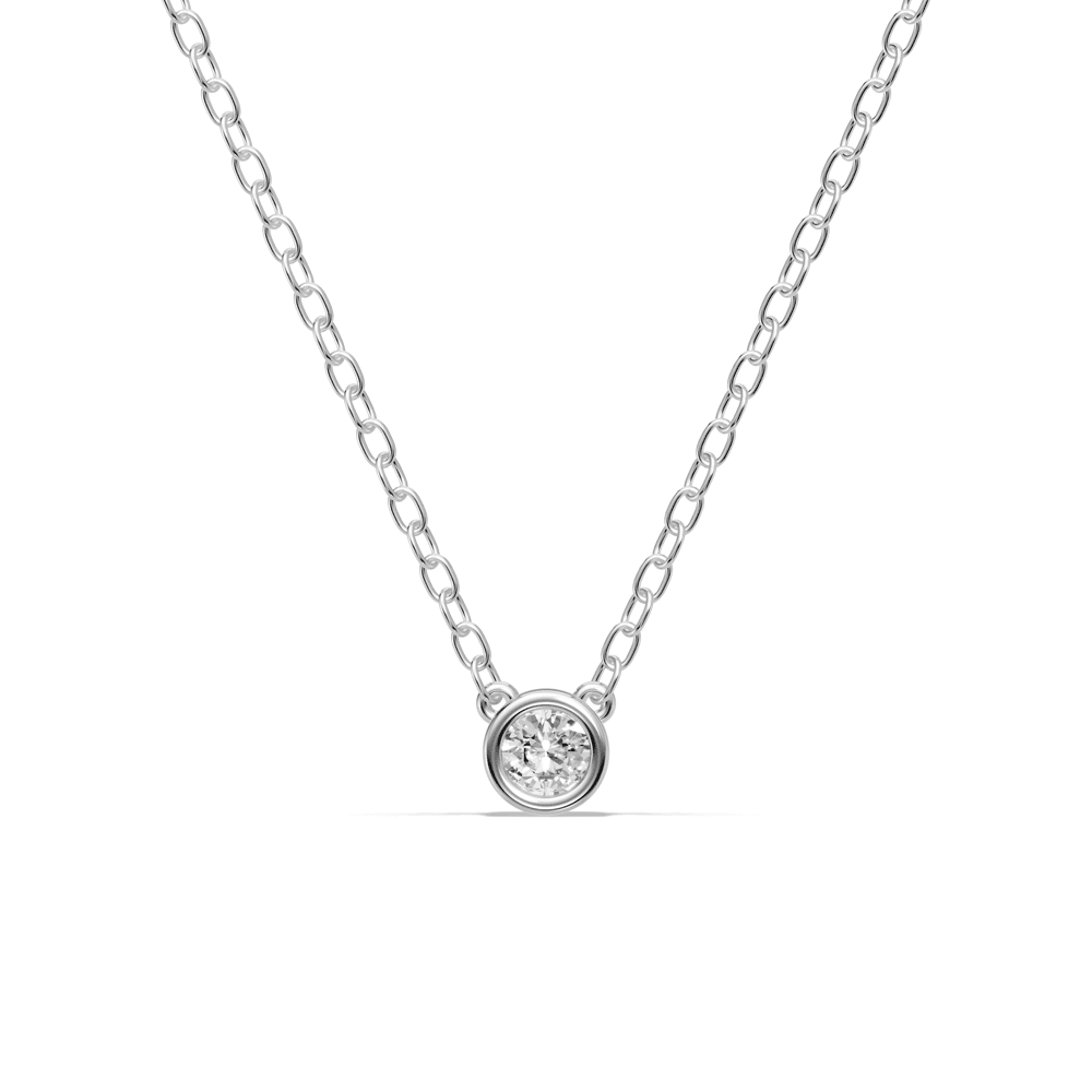 45cm Bezel Pendant Necklace with 0.10ct of Laboratory-Grown Diamonds in Sterling Silver and Platinum