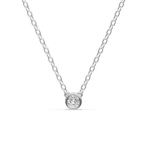 45cm Bezel Pendant Necklace with 0.10ct of Laboratory-Grown Diamonds in Sterling Silver and Platinum