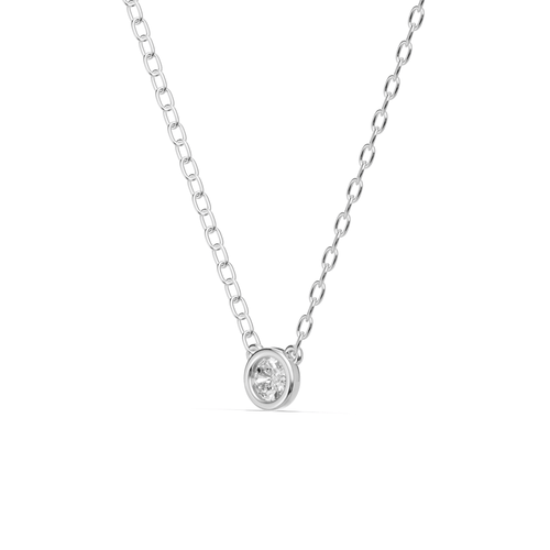 45cm Bezel Pendant Necklace with 0.10ct of Laboratory-Grown Diamonds in Sterling Silver and Platinum