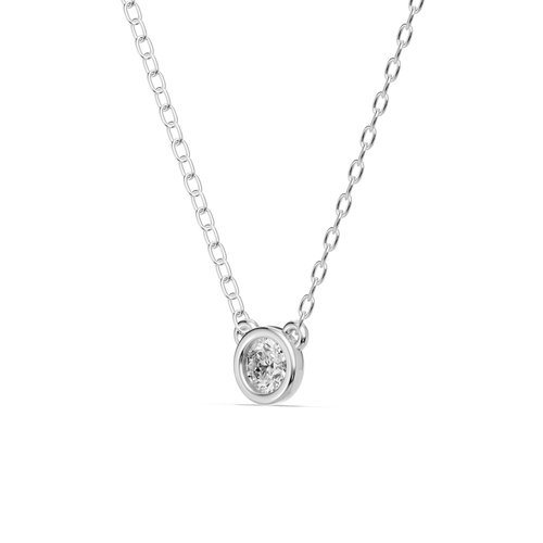 45cm Bezel Pendant Necklace with 0.20ct of Laboratory-Grown Diamonds in Sterling Silver and Platinum