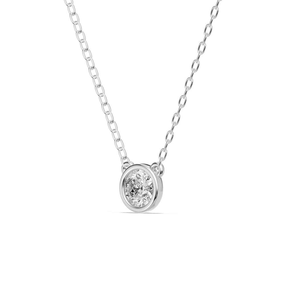 45cm Bezel Pendant Necklace with 0.40ct of Laboratory-Grown Diamonds in Sterling Silver and Platinum