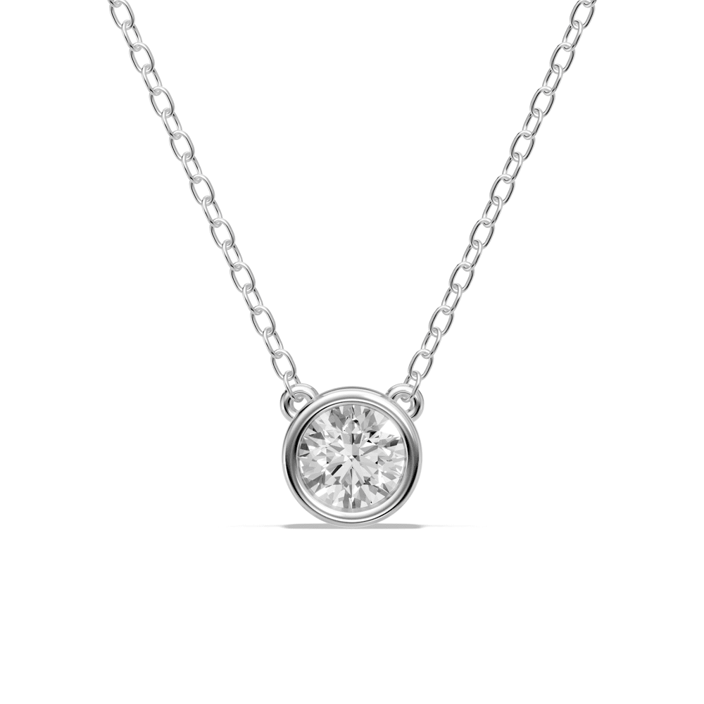 45cm Bezel Pendant Necklace with 0.60ct of Laboratory-Grown Diamonds in Sterling Silver and Platinum