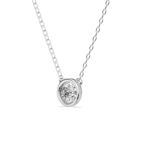 45cm Bezel Pendant Necklace with 0.60ct of Laboratory-Grown Diamonds in Sterling Silver and Platinum