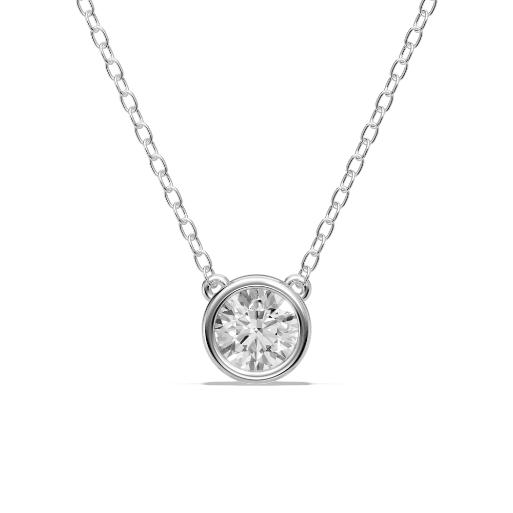 45cm Bezel Pendant Necklace with 0.80ct of Laboratory-Grown Diamonds in Sterling Silver and Platinum