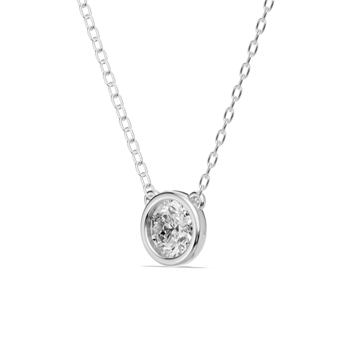45cm Bezel Pendant Necklace with 0.80ct of Laboratory-Grown Diamonds in Sterling Silver and Platinum