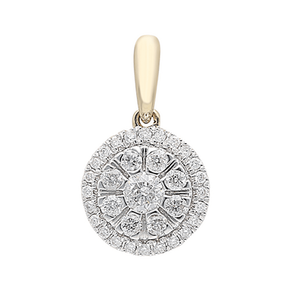 45cm Composite Halo Necklace with 0.25tw of Diamonds in 9kt Yellow Gold