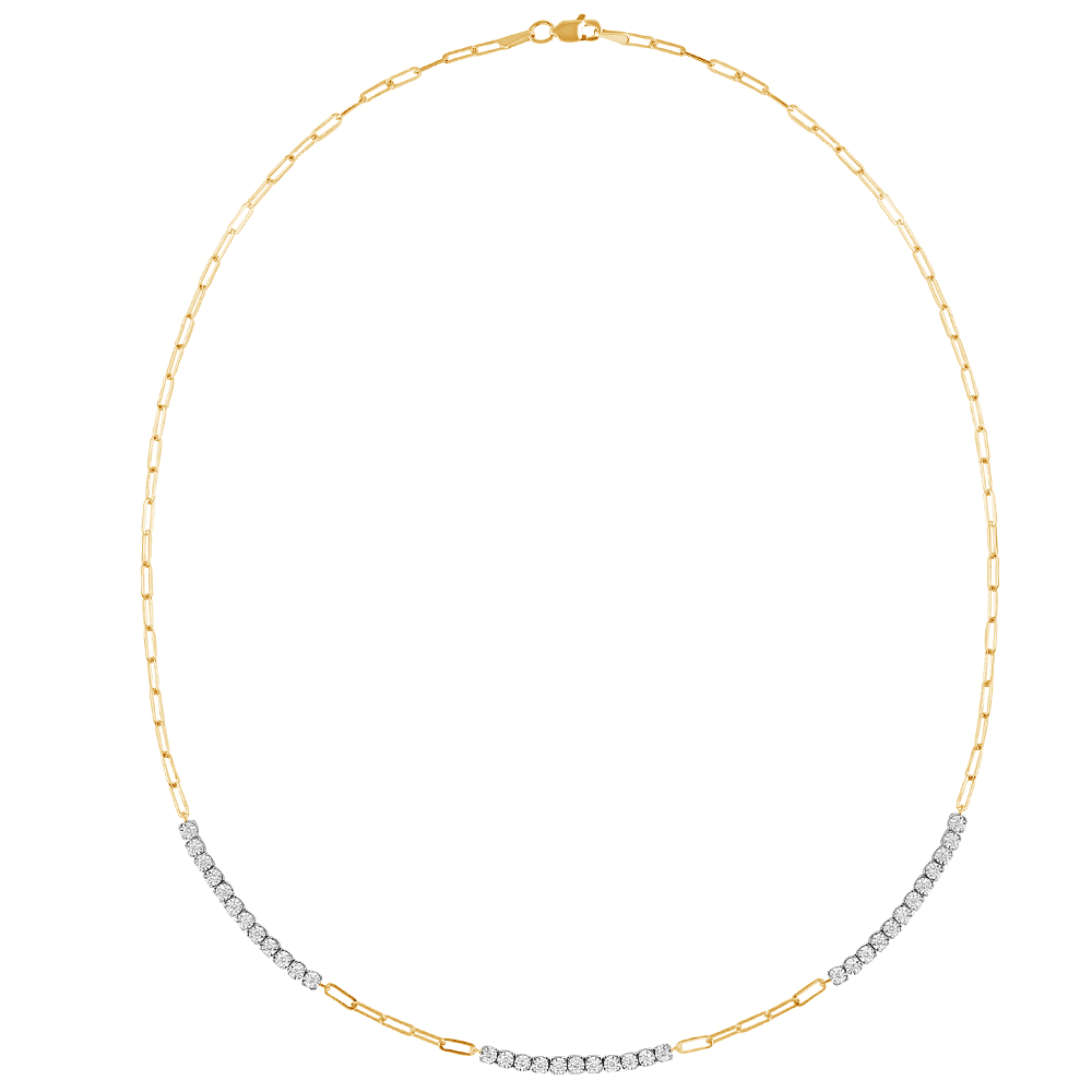 43cm Paperclip Tennis Necklace with 0.50tw of Diamonds in 9kt Yellow Gold