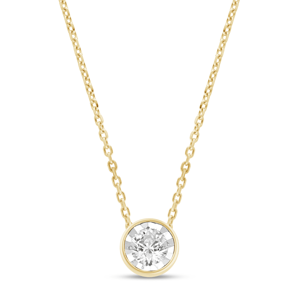 0.20ct Diamond Solitaire Bezel 45cm Necklace in 9kt Yellow Gold