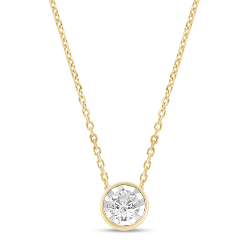 0.20ct Diamond Solitaire Bezel 45cm Necklace in 9kt Yellow Gold