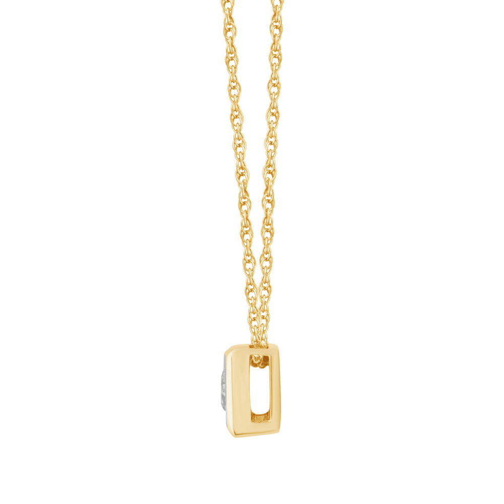 45cm Diamond Set Bezel Cushion Necklace in 9kt Yellow Gold