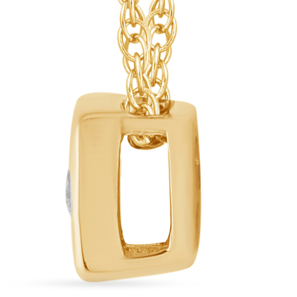 45cm Diamond Set Bezel Cushion Necklace in 9kt Yellow Gold